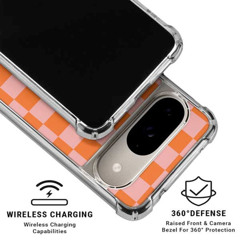 Orange Checkered Google Pixel 10 Clear Case
